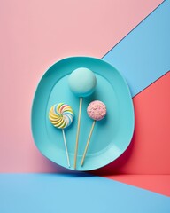 lollipop on pate with colorful background