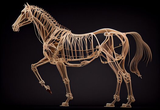 Horse Skeleton Side View - Horse Equus Anatomy. Generative AI