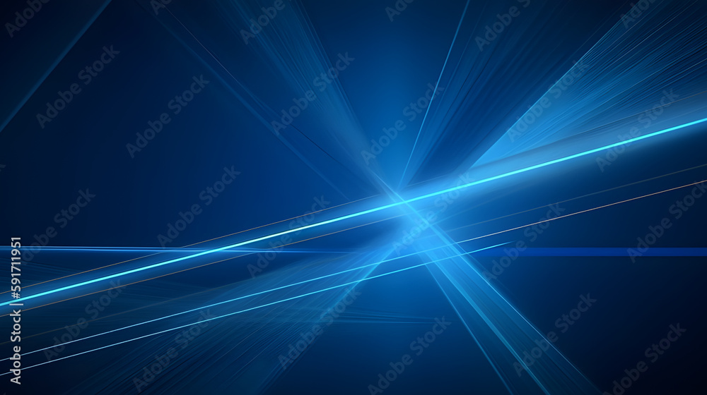 Poster Abstract futuristic background with glowing blue light effect. High speed. Hi-tech. Abstract technology background concept