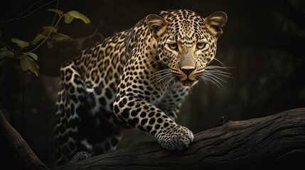 Fototapeta na wymiar leopard on a tree. Generative AI 