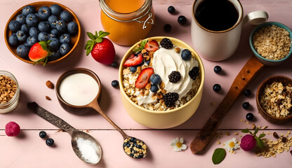 Obraz na płótnie Canvas breakfast with coffee and milk