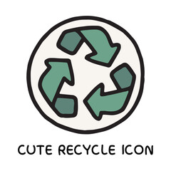 Cute recycle symbol with doodle style