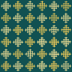 hand drawn rhombus of crisscrossed stripes. yellow geometric shapes at blue repetitive background. vector seamless pattern. fabric swatch. wrapping paper. design template for textile, linen, decor