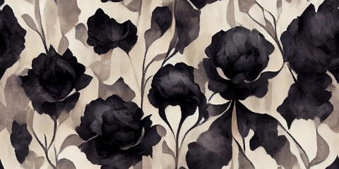 ikat flowers seamless pattern - 591714348