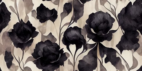 Fotobehang Tuin ikat flowers seamless pattern