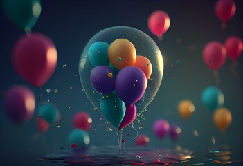 3D rendering balloons. Generative AI