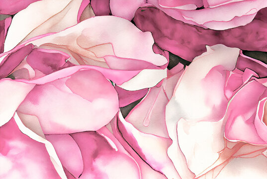 Pink rose pedal watercolor paint