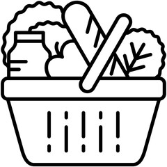 grocery icon, line icon style, food cart bag symbol vector stock.