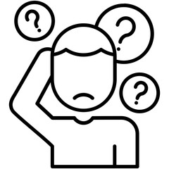 Doubt Icon, Line Icon Style, Person ask problem Symbol Vector Stock.