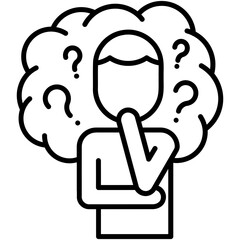 think icon, line icon style, solve problem question symbol vector stock.