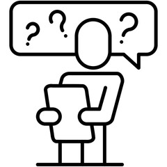 think icon, line icon style, solve problem question symbol vector stock.