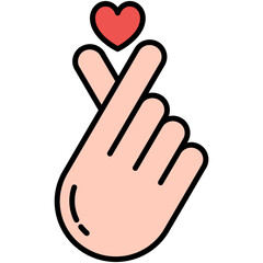 Korean heart Icon, Line Filled Icon Style, Finger make small love Symbol Vector Stock.