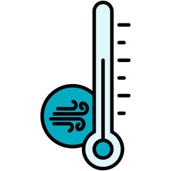 Temperature Icon, Line Filled Icon Style, Clean wind flow Symbol Vector Stock.