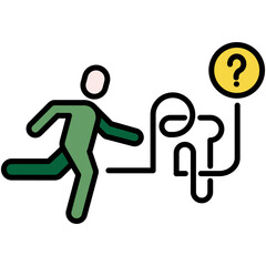 Difficulty Icon, Line Filled Icon Style, Person ask problem Symbol Vector Stock.