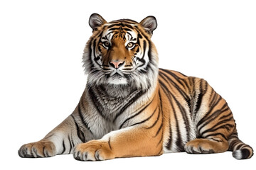 Obraz premium tiger sitting on a transparent background, Generative Ai