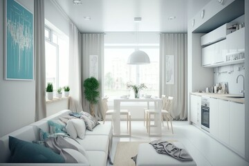 Fototapeta na wymiar modern living room with a cozy atmosphere. Generative AI