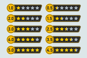 set rating stars review icon symbol quality service customers feedback gold star rate template design element