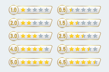 set rating stars review icon symbol quality service customers feedback gold rate template design element