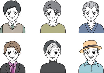 中年男性たち　イラスト　セット