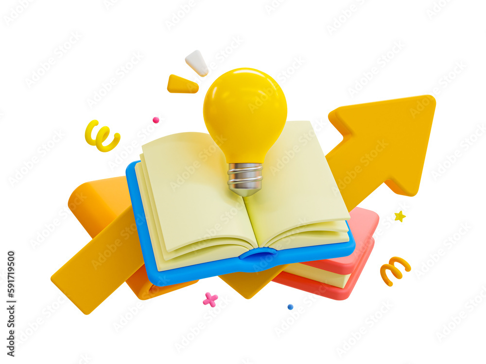 Fototapete 3d minimal self-development concept. self-learning concept. reading a book to get a new idea. knowle