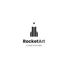 creative logo design combining rocket and pencil. prefect for art companies, or education.