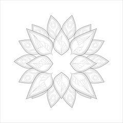 Fototapeta na wymiar Colouring Page for Adult for Fun and Relaxation. Hand Drawn Sketch for Adult Anti Stress. Decorative Abstract Flowers in Black Isolated on White Background.-vector