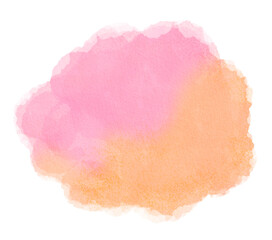 Abstract pink orange watercolor hand-painted background. Artistic illustration for decorative design card, banner, poster, cover,  brochure, wall art.