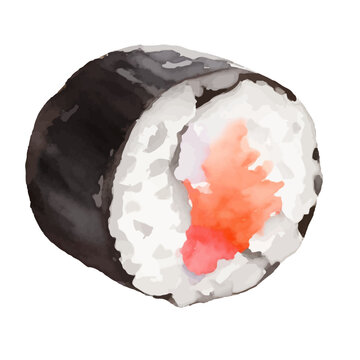 sushi with style hand drawn digital painting illustration