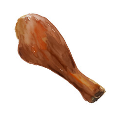 chicken fried with style hand drawn digital painting illustration