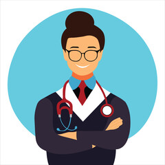 Young nurse avatar drawing illustration-vector Artwork