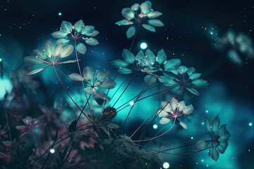 Fototapeta na wymiar abstract stargazing ethereal flowers. generative AI