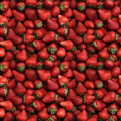 Seamless texture of an excellent harvest of ripe delicious red strawberries. AI generation 