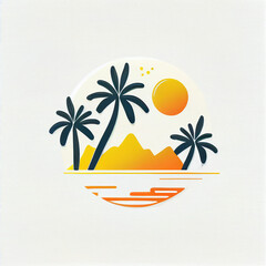 Generic minimal summer flat logo design without text on white background. Generative AI