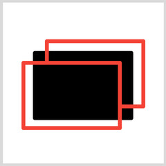 Rectangle Line icons black and red color. Vector Illustration for Icon, Symbol, Logo etc