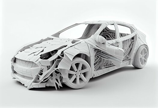 Body Car Isolated On White Background 3d. Generative AI