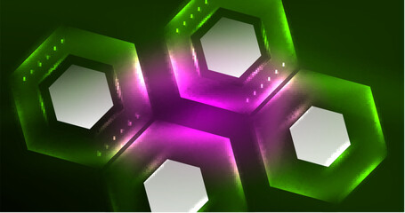 Abstract background neon hexagon vector illustration