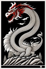 chinese dragon on black background