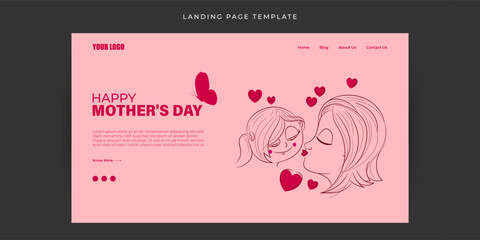 Vector illustration of Happy Mother's Day Website landing page banner mockup Template