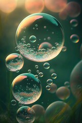Bubbles with green background 