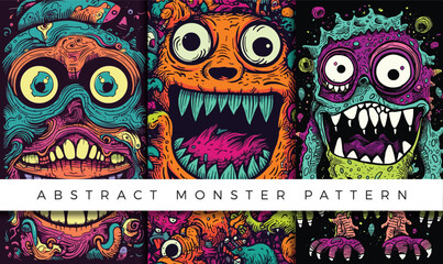 Abstract monster pattern backgrounds - obrazy, fototapety, plakaty