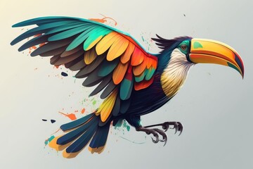 Obraz na płótnie Canvas vibrant bird soaring through a blue sky. Generative AI
