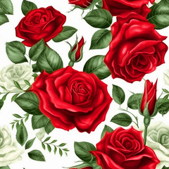 seamless pattern with red roses