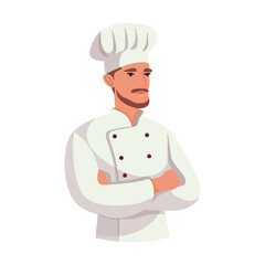 Chef in uniform smiling proudly