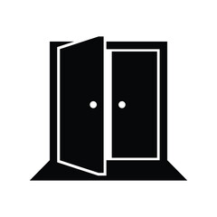 Open double door icon design. Exit doorway vector icon. isolated on white background