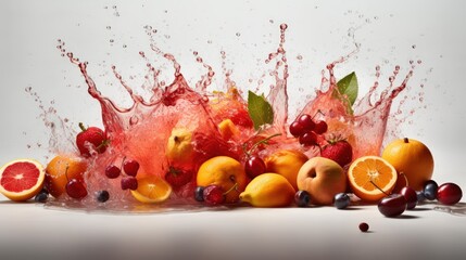 Obraz na płótnie Canvas Mixed Fruit Splashing in Juices
