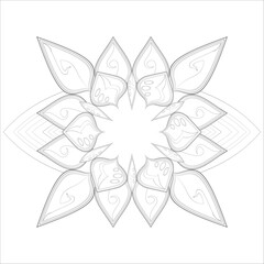 Mandala art for coloring book and art therapy. Doodle vector of flowers for coloring sheet for every age