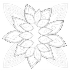 Mandala art for coloring book and art therapy. Doodle vector of flowers for coloring sheet for every age