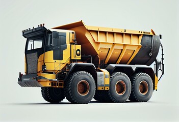 Obraz na płótnie Canvas Detailed illustration of an industrial construction dump truck vehicle isolated on a white background, generative ai