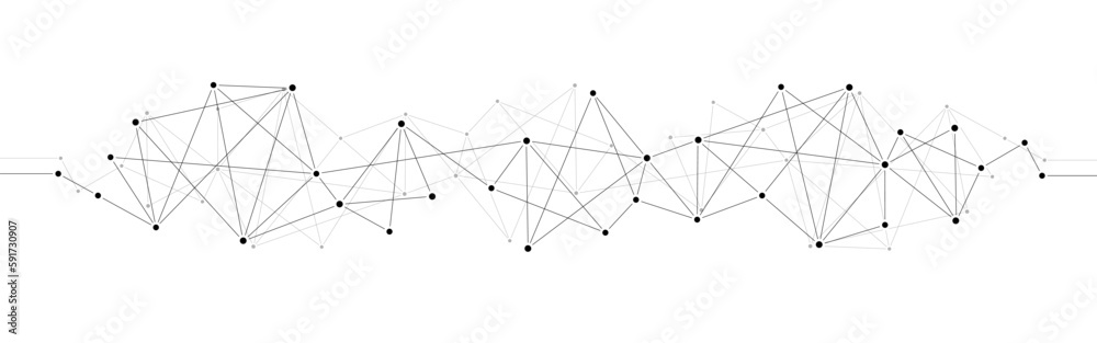 Poster Polygonal network connect data lines and dots technology background template.	