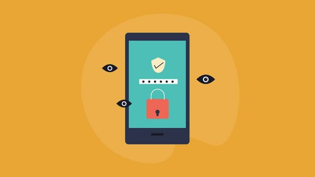 Digital data security for mobile, protection from hackers' cyber-attack pass code with login, smartphone security app.